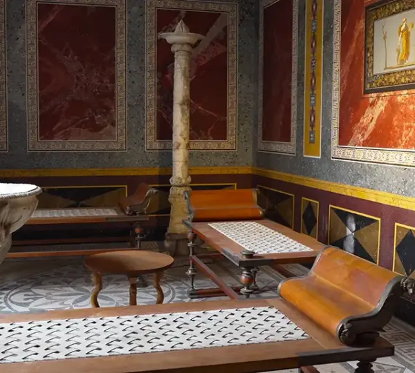 Antiker römischer Speisesaal (Wintertriclinium) im Pompejanum Aschaffenburg