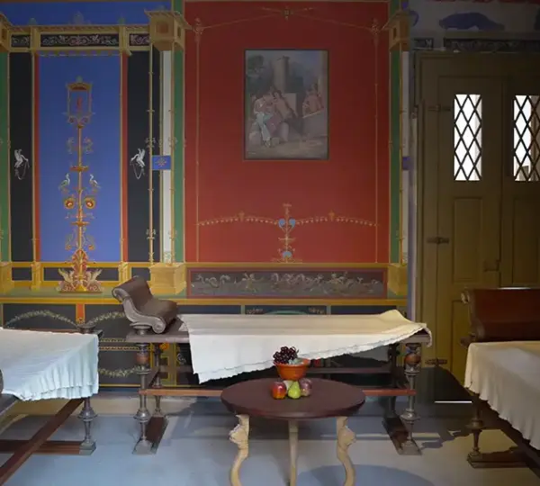 Antiker römischer Speisesaal (Wintertriclinium) im Pompejanum Aschaffenburg