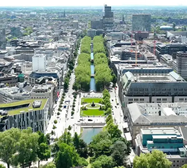 Blick auf die Königsallee aus der Luft